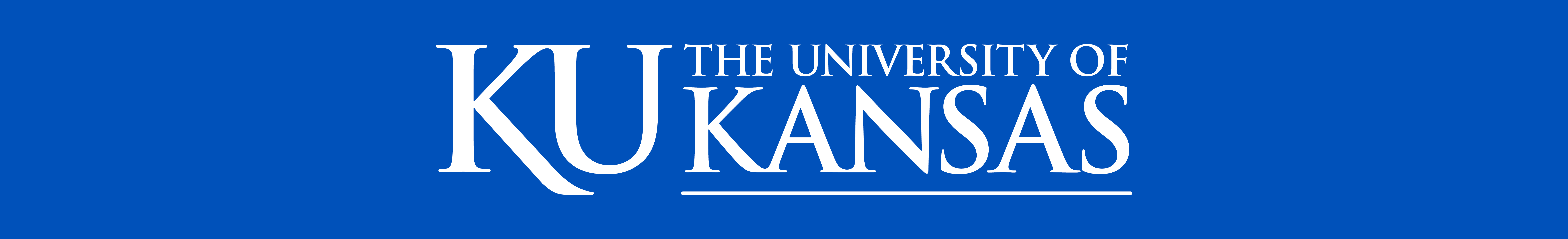 Horizontal university signature in white on a blue background.