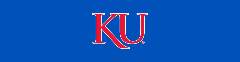 Example of the red KU logo with a white outline on a blue background.