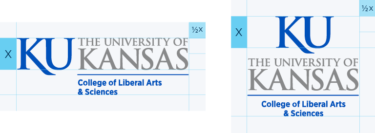 Example of the College of Liberal Arts & Sciences signature with the amount of clearspace required around it.