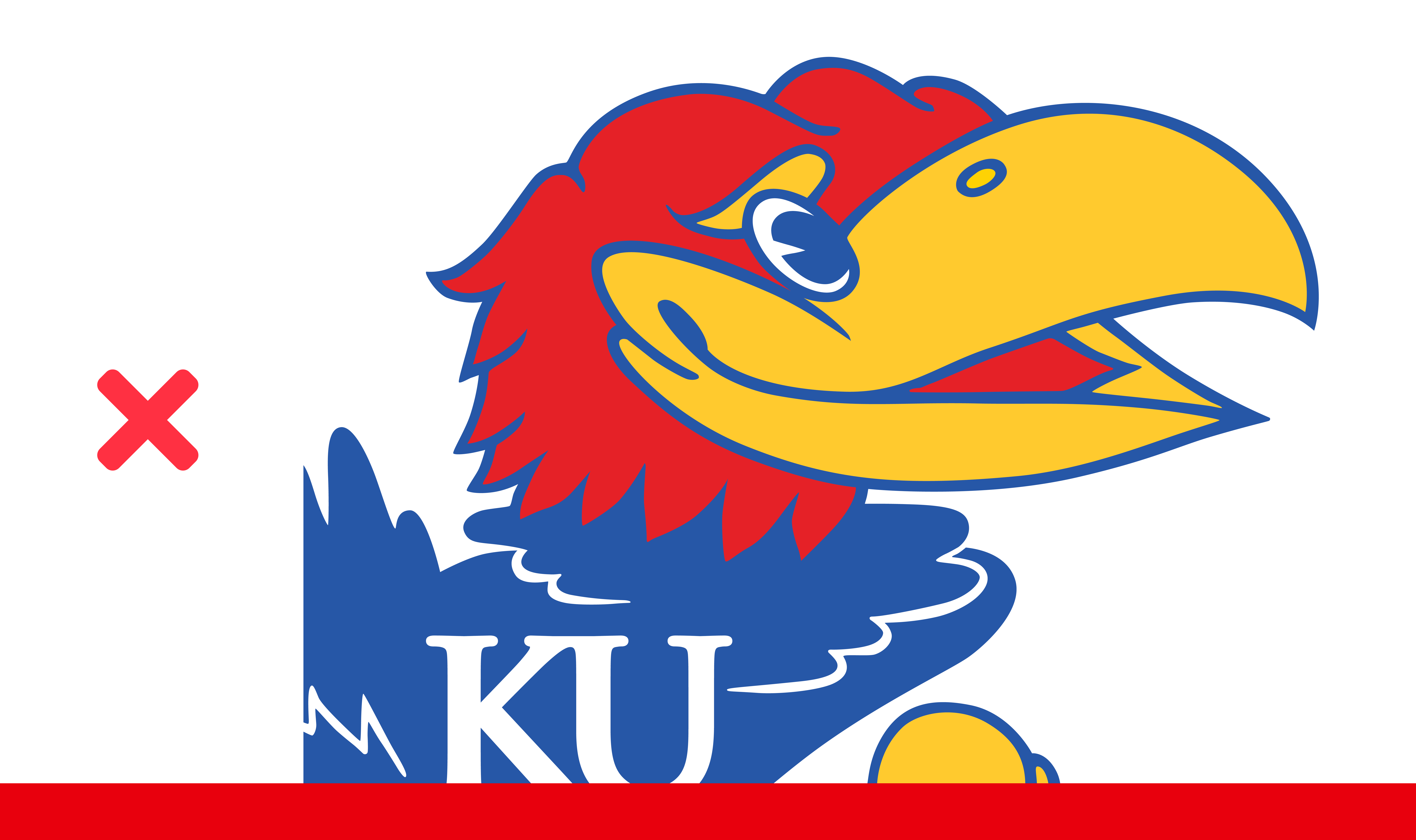 Invalid example shows part of the Jayhawk being cropped out of the display