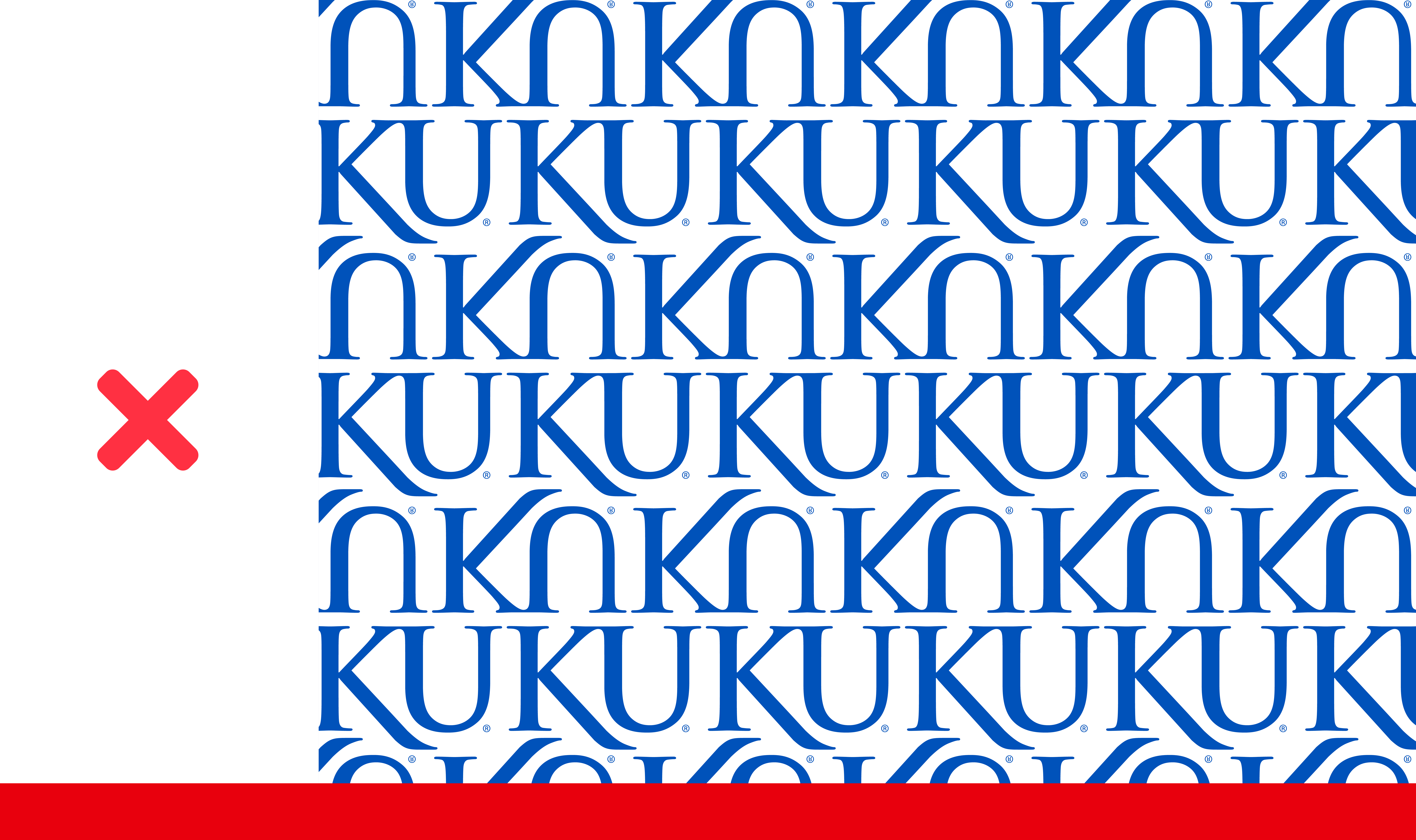 Invalid example of the KU logo repeated and flipped to make a pattern.