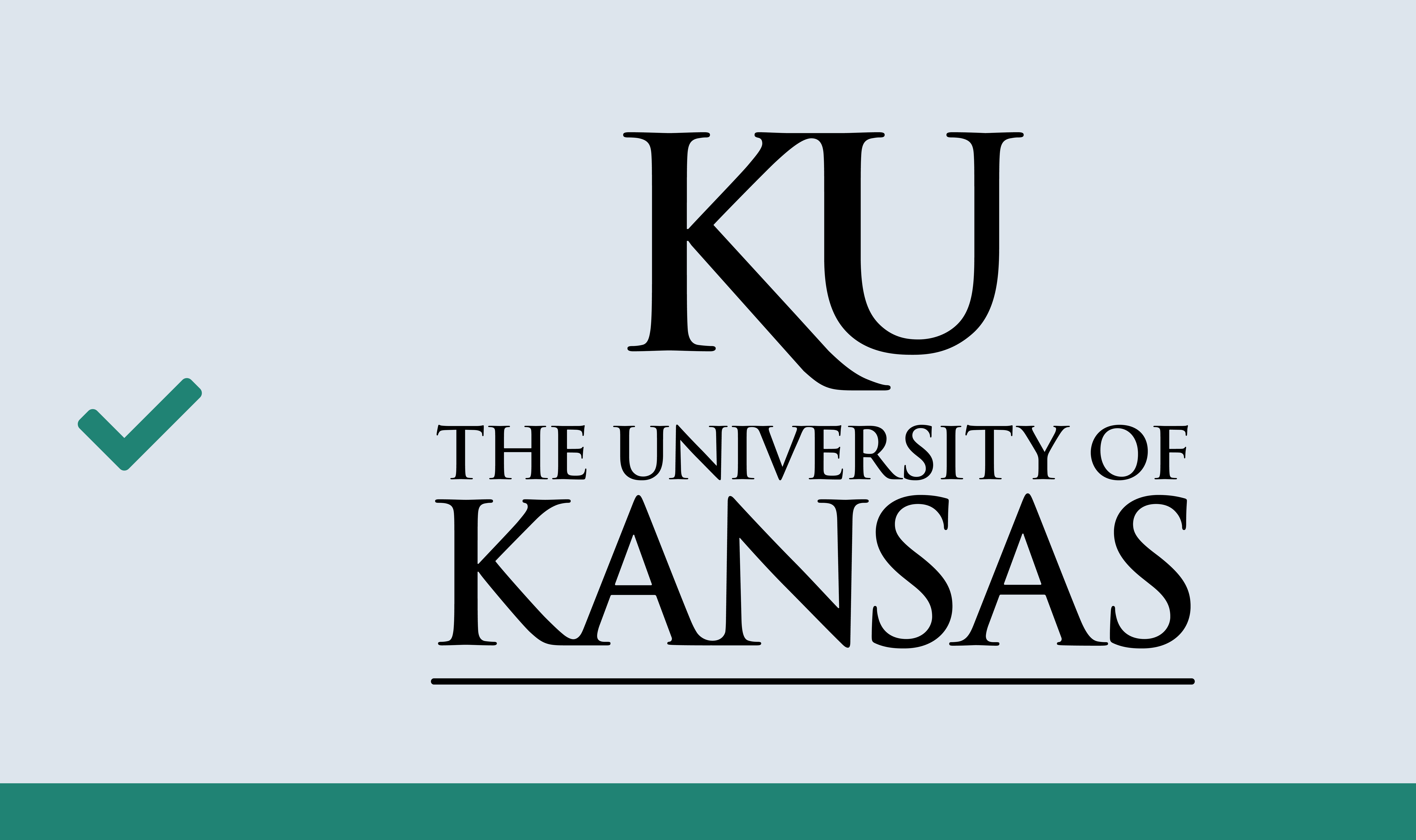 Valid example of a black and white KU logo signature on a gray background.