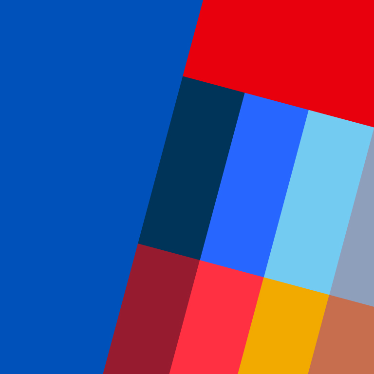 A series of color swatches with all of the KU colors.