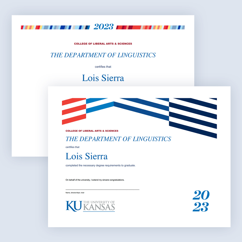 Two example certificates